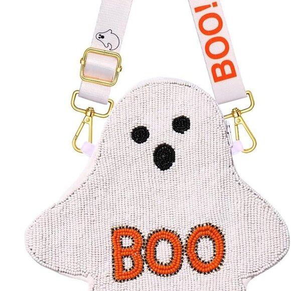 Halloween Beaded Purse for Women Crossbody Ghost Pumpkin Candy Corn